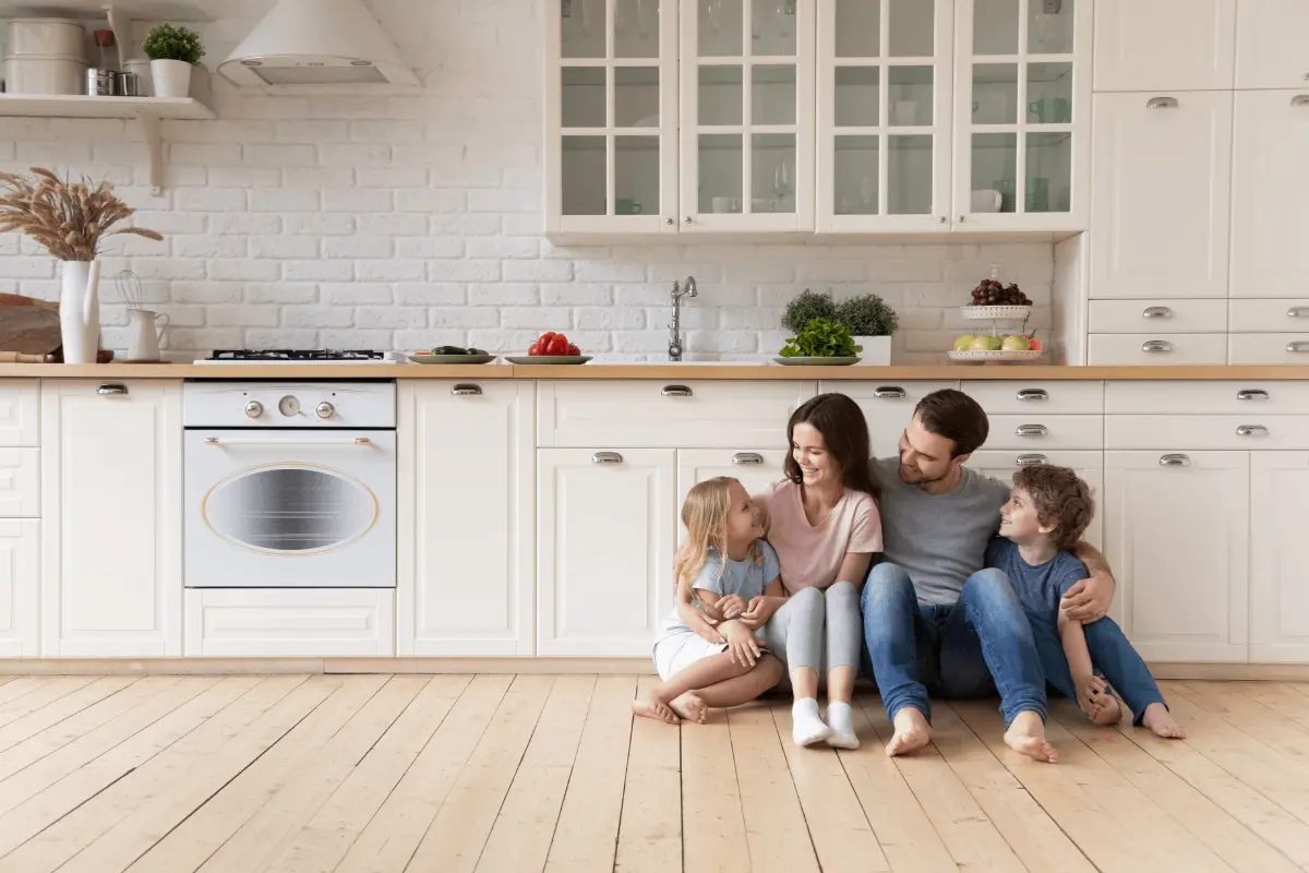 Family in a kitchen